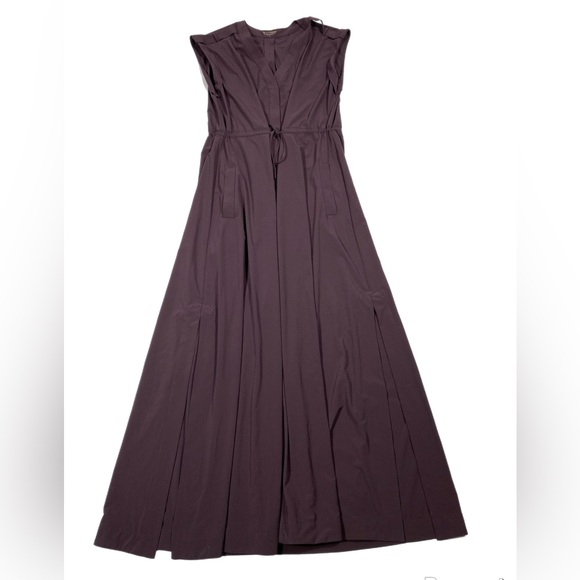 Athleta Mara Maxi Button Down Athleisure Travel Dress in wild raisin size large - Picture 2 of 16